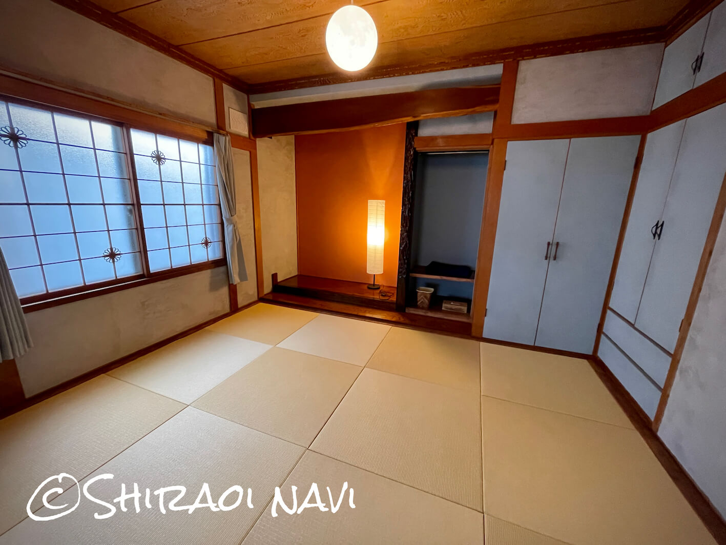 白老ポロトベイスの和室には琉球畳みが敷かれています