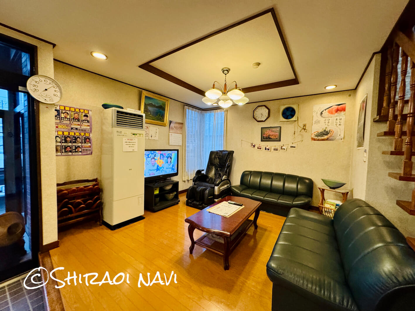 北海道白老町にある『旅館おぎた』創業65年の老舗宿のロビー